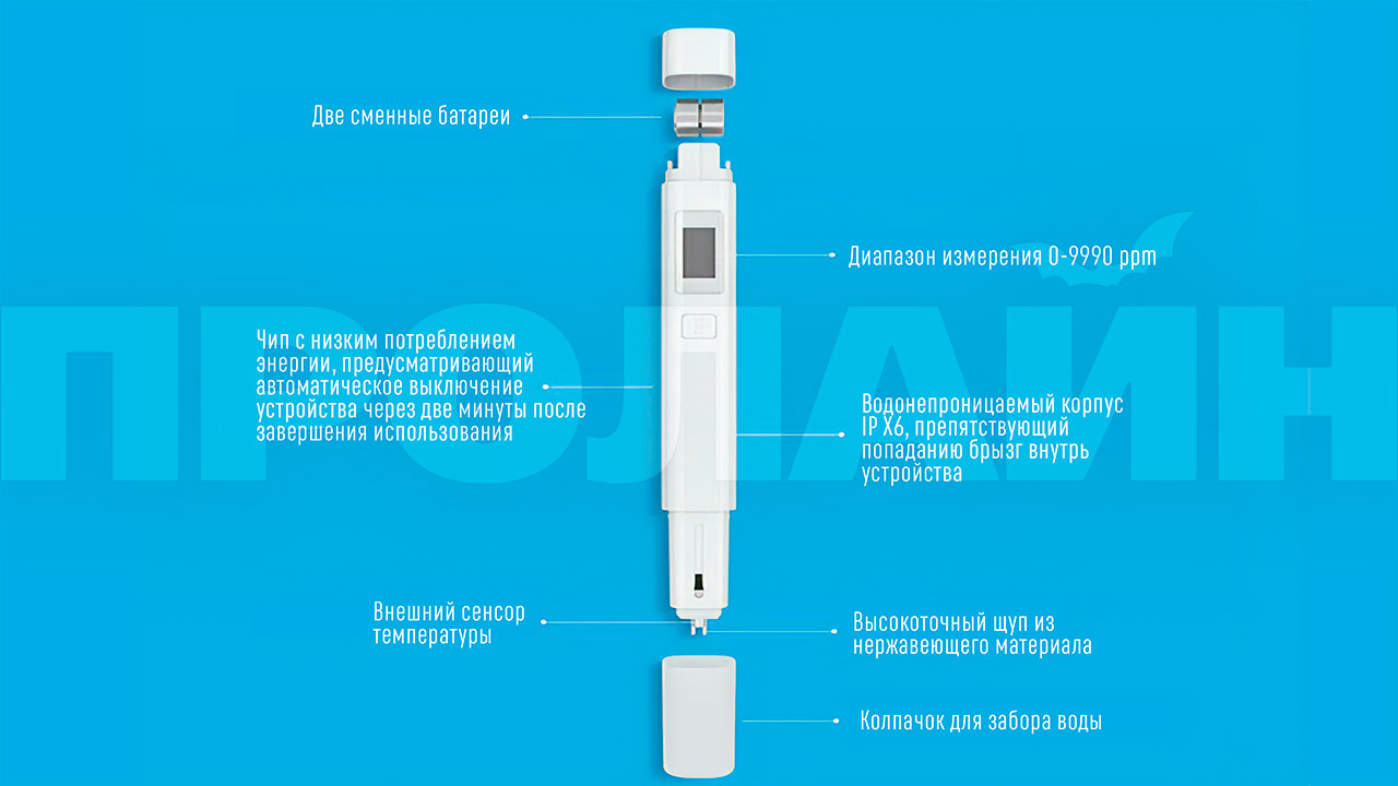 Тестер для воды Xiaomi Mi TDS Pen PEA4000CN белый