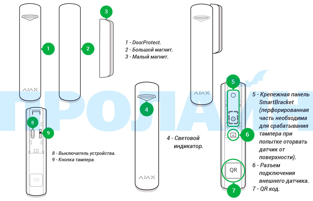 Датчик открытия двери и окна Ajax DoorProtect White
