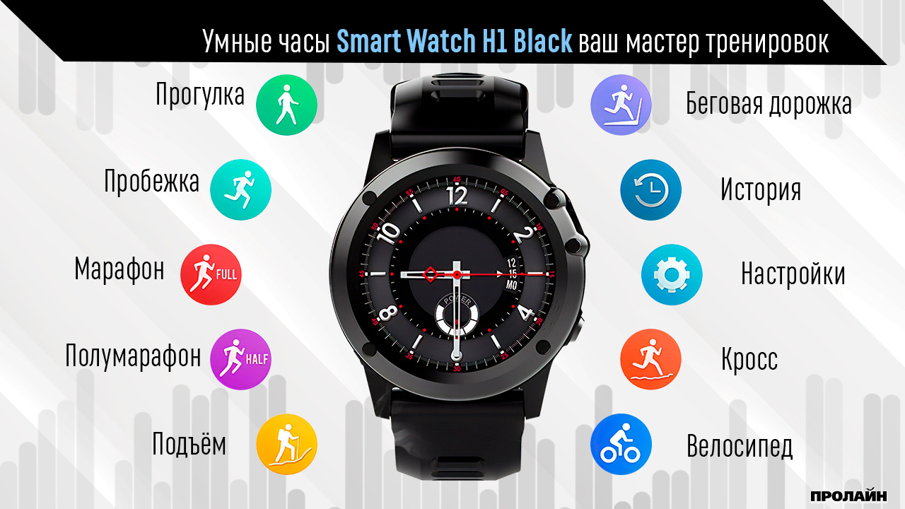 Умные часы Smart Watch H1 Black