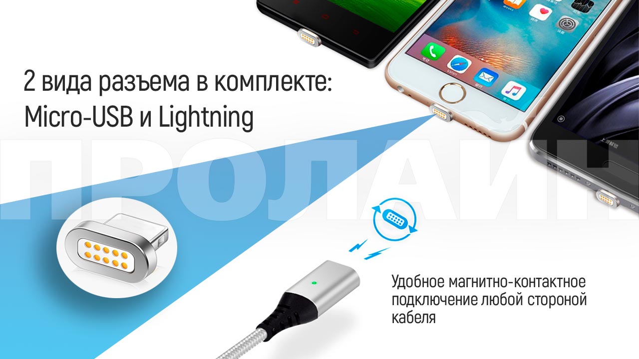 Кабель USB с магнитной зарядкой ELOUGH E06 Grey