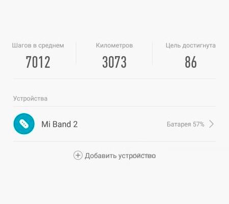 Статистика активностей в приложении браслета Mi Band 2