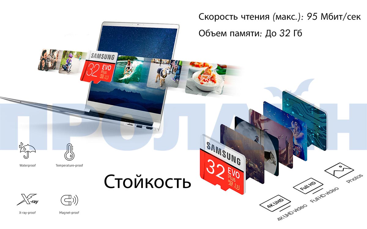 32Gb microSDHC C10 Samsung EVO Plus UHS-I c адаптером