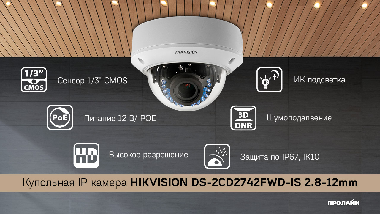 Купольная IP камера DS-2CD2742FWD-IS