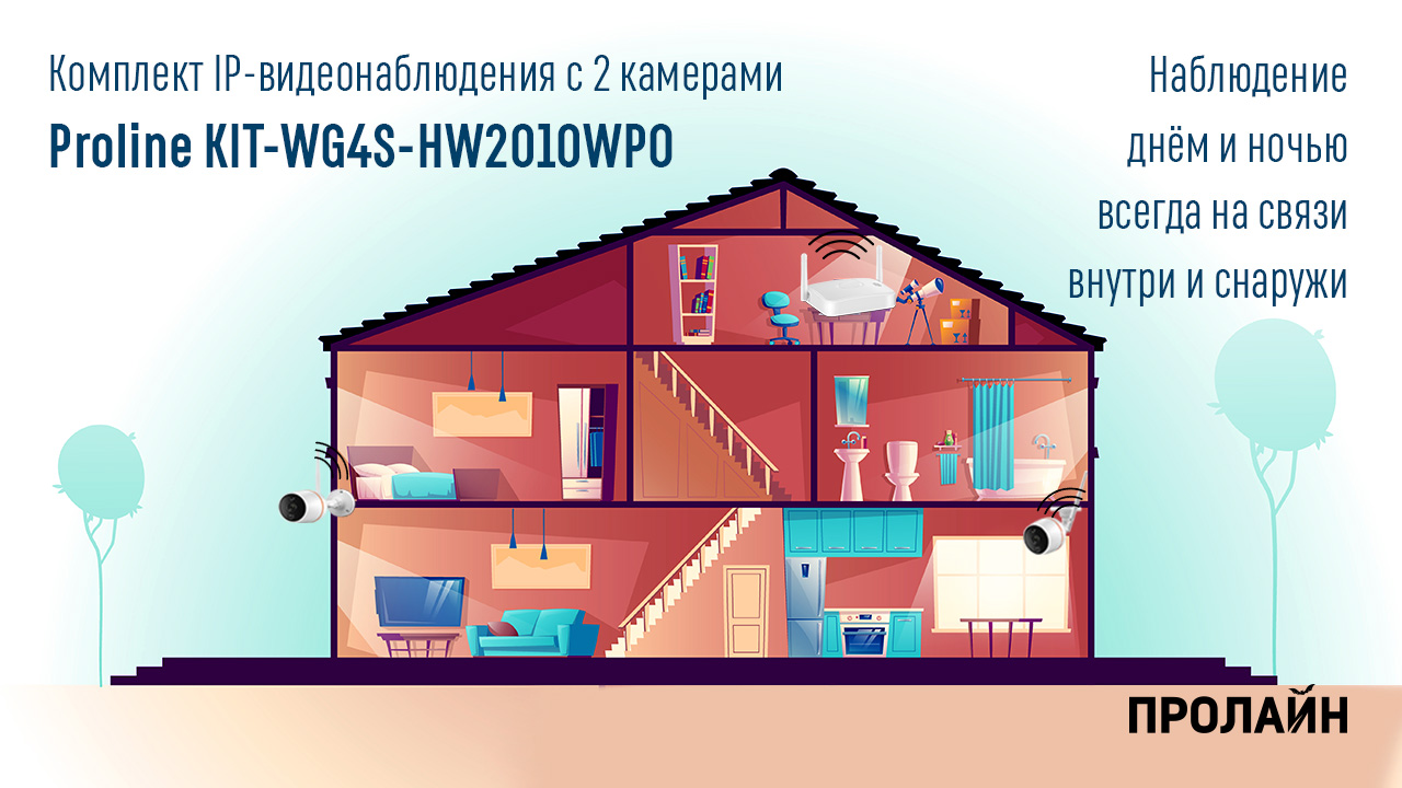 Комплект IP-видеонаблюдения с 2 камерами Proline KIT-WG4S-HW2010WPO