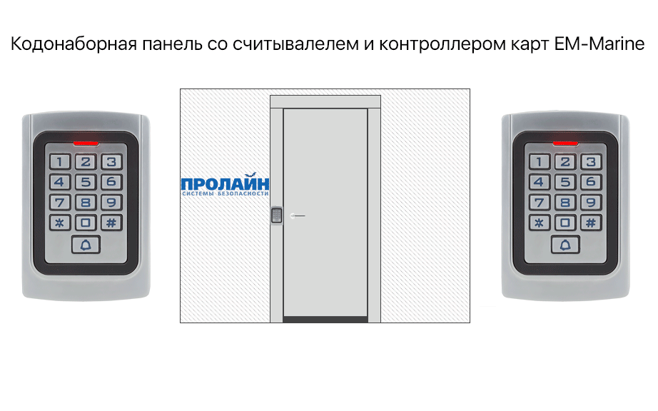 Кодонаборная панель со считывалелем и контроллером карт EM-Marine Proline K100MW-EM