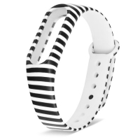 Ремешок для фитнес-браслета Mi Band 2 силиконовый с узором черно-белая полоска
