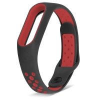 Ремешок для фитнес-браслета Mi Band 2 спортивный черный с красным