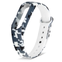 Ремешок для фитнес-браслета Mi Band 2 силиконовый серый пиксельный камуфляж