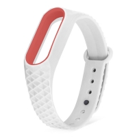 Ремешок для фитнес-браслета Mi Band 2 ребристый белый с красным основанием