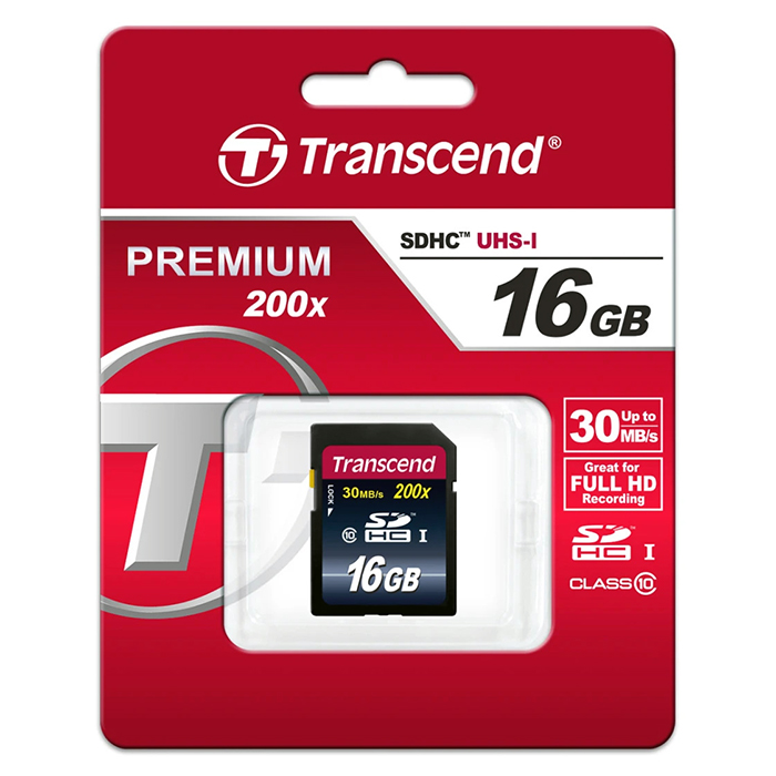 Transcend SDHC 16Gb I 200X Class 10