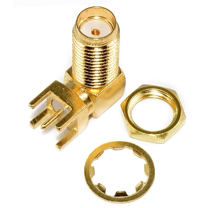 SMA(м)-KWE-E угловой на корпус, с гайкой, под пайку