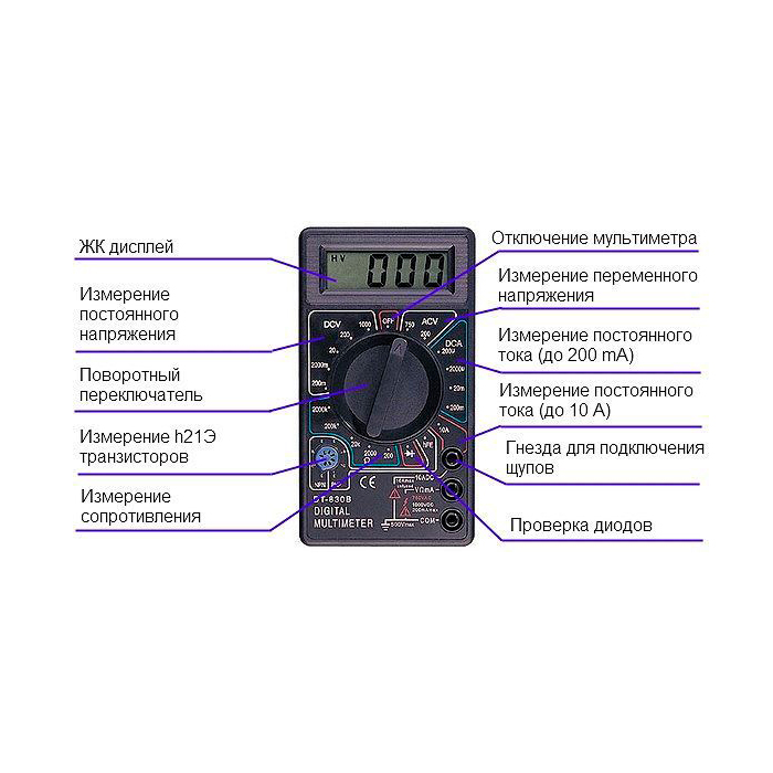 Тестер мультиметр цифровой DT-830B