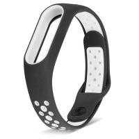 Ремешок для фитнес-браслета Mi Band 2 спортивный черный с белым