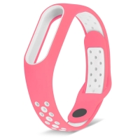 Ремешок для фитнес-браслета Mi Band 2 спортивный розовый с белым