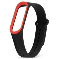 Ремешок для фитнес-браслета Xiaomi Mi Band 3 чёрный с красным